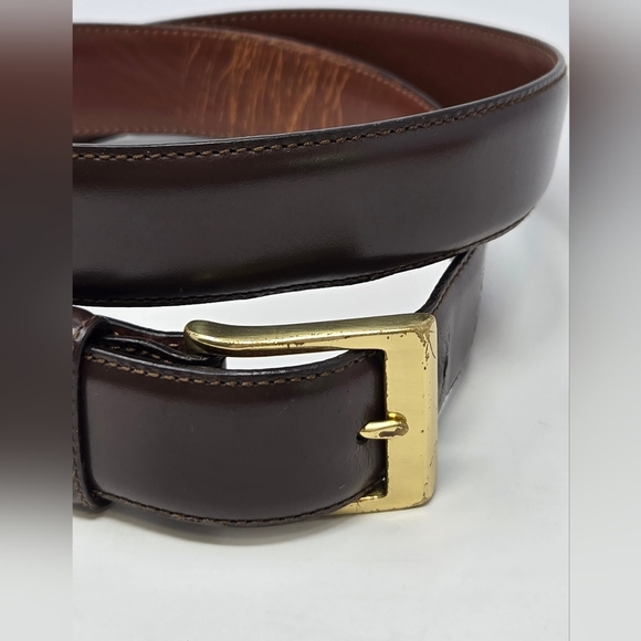 COACH CHOCOLATE BROWN LEATHER BELT GOLD BUCKLE MEN SIZE 34 MENSWEAR CLASSIC - Picture 2 of 13